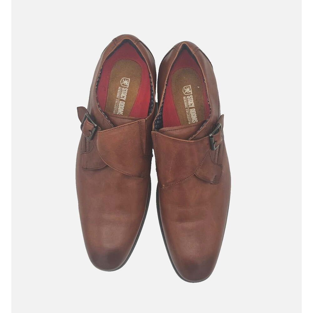 Stacy Adams Karcher Monk Strap Cognac Leather Dress Shoes 11M